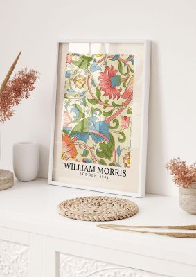An unframed print of william morris lodden 1884 a famous paintings illustration in multicolour and beige accent colour