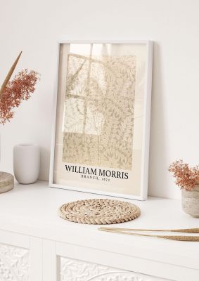 An unframed print of william morris branch 1872 a famous paintings illustration in beige and beige accent colour
