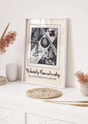 An unframed print of wassily kandinsky kleine welten vi small worlds vi 1922 a famous paintings illustration in black and white and beige colour