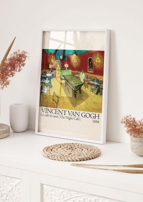 An unframed print of vincent van gogh le cafe de nuit the night cafe 1888 a famous paintings illustration in multicolour and beige accent colour
