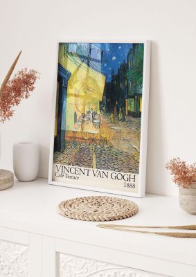 An unframed print of vincent van gogh cafe terrace 1888 a famous paintings illustration in multicolour and beige accent colour