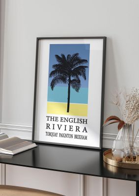 An unframed print of english riviera torquay paignton brixham travel illustration in multicolour and white accent colour