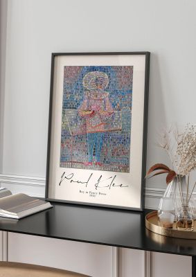An unframed print of paul klee boy in fancy dress 1931 a famous paintings illustration in multicolour and beige accent colour