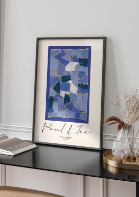 An unframed print of paul klee blue night 1937 a famous paintings illustration in blue and beige accent colour