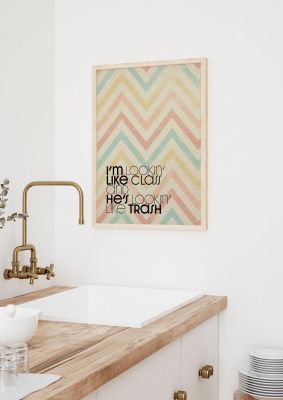 An unframed print of im looking like glass lyrics music in typography in beige and multicolour accent colour