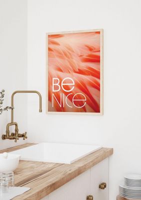 An unframed print of be nice graphical photograph in orange and white accent colour
