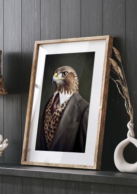 Regal Eagle in Suit Wall Art - Majestic Animal Portrait