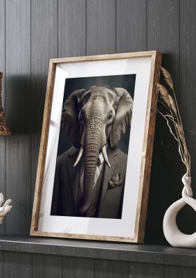 Elephant in Business Attire - Distinctive Animal Portrait