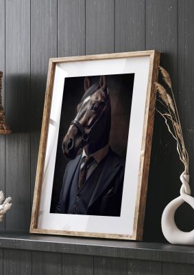 Sophisticated Horse Portrait in Blue Suit: Classy Animal Art