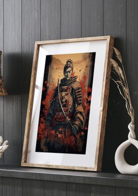 Samurai Warrior in Autumn: Timeless Japanese Art Print