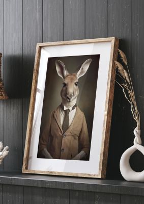 Distinguished Kangaroo in Suit Artistic Print