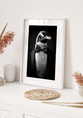 Elegant Penguin in Tuxedo Monochrome Art