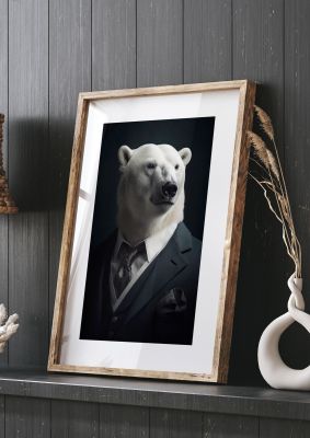 Elegant Polar Bear in Formal Attire Portrait