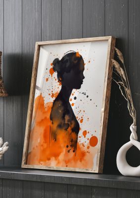 Meditative Womans Silhouette in Orange