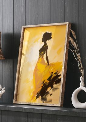 Black Dance on Soft Yellow Canvas