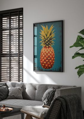 Abstract Pineapple Woodblock Print