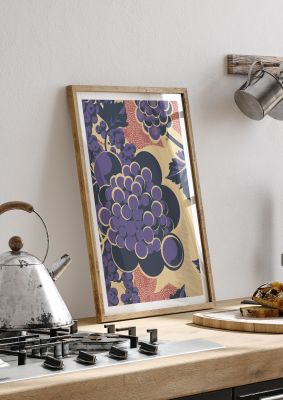 Simplified Grape Berries Woodblock Style
