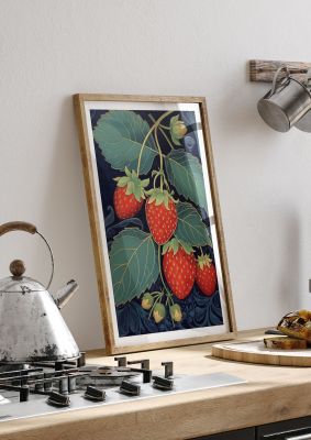 Strawberrys Fragility in Woodblock Print