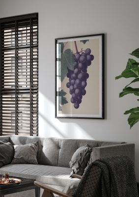 Monochromatic Grapes Woodblock Art