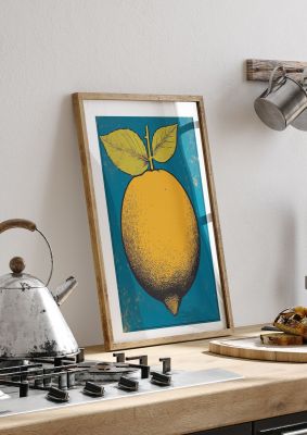 Graphic Lemon Woodblock Artwork