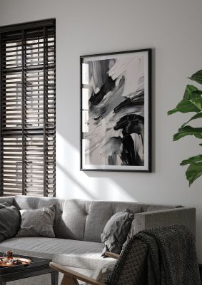 Striking Black and White Abstract Painting
