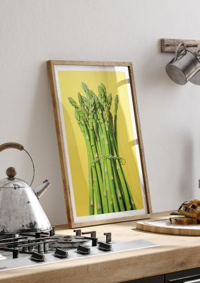 Vibrant Asparagus Bunch Risograph