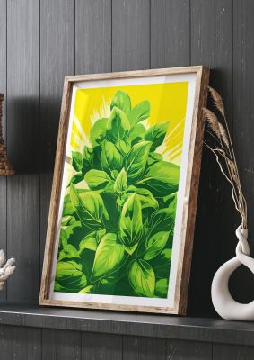 Aromatic Basil Leaves Simple Art