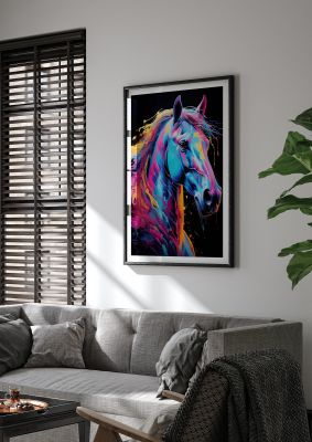 Majestic Horse in Neon Elegance