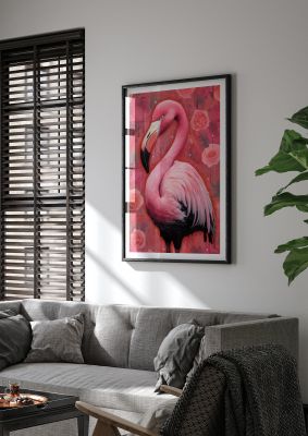 Flamingo in Tropical Pink with Detailed Portrait