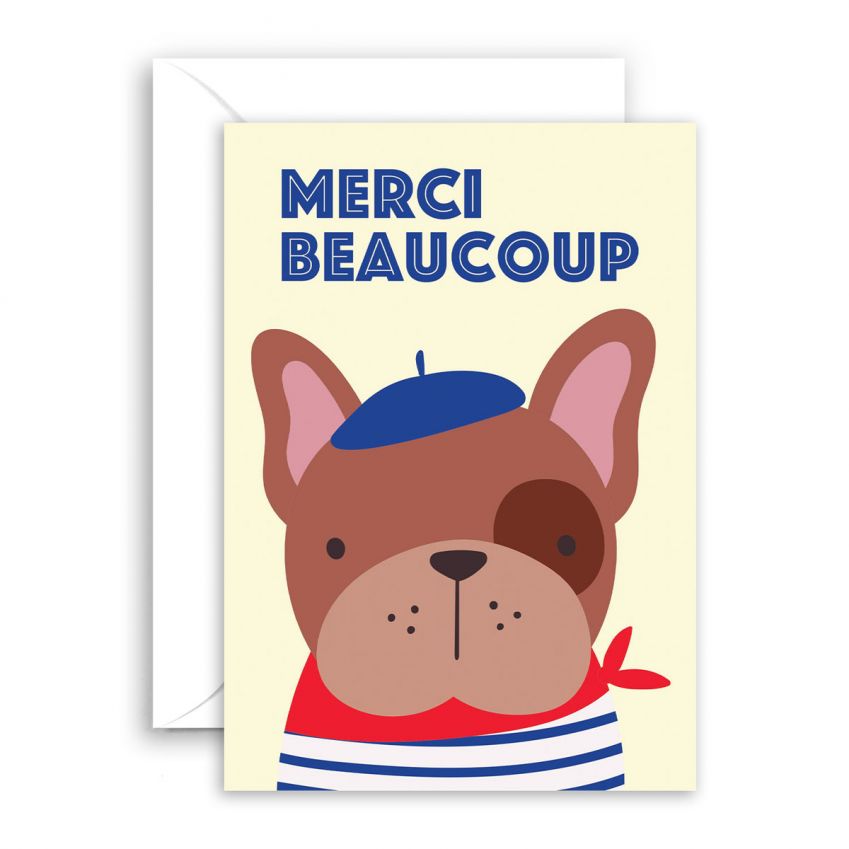 Card - Merci Beaucoup French Dog Thank You