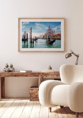 An unframed print of grand canal venice travel photograph in blue