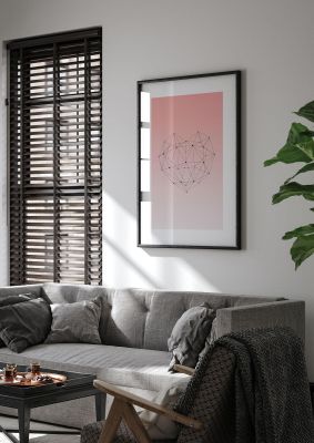 An unframed print of geometric linear heart love in pink