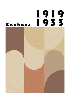 An unframed print of bauhaus style 5 retro in brown and black accent colour