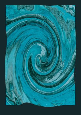 An unframed print of green swirl pattern pattern abstract in blue and black accent colour