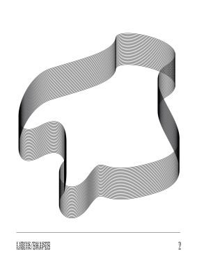 An unframed print of liquid shapes two monochrome abstract in white and silver accent colour