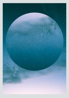 An unframed print of sky disc pattern illustration in blue