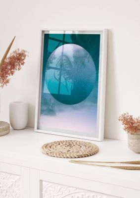 An unframed print of sky disc pattern illustration in blue