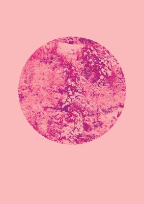 An unframed print of pink pattern disc pattern illustration in pink