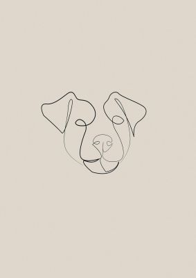 An unframed print of dog lover illustration graphical in beige and black accent colour