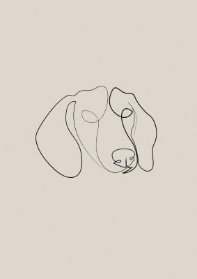 An unframed print of dog lover illustration two graphical in beige and black accent colour