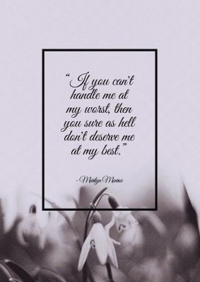 An unframed print of marilyn monroe flower quote in typography in lilac and black accent colour