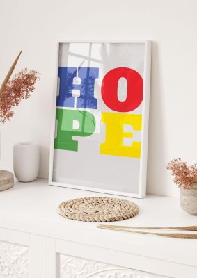 An unframed print of hope rainbow graphical illustration in multicolour and grey accent colour