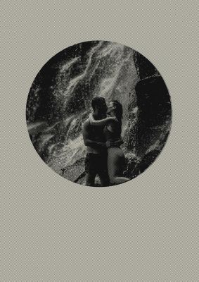 An unframed print of halftone kiss five graphical photograph in grey and black accent colour