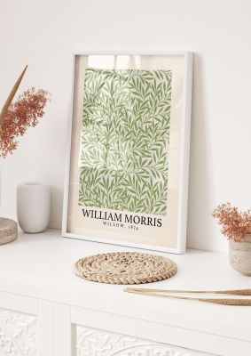 An unframed print of william morris willow 1874 a famous paintings illustration in beige and beige accent colour