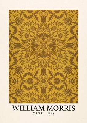 An unframed print of william morris vine 1873 a famous paintings illustration in orange and beige accent colour