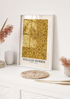 An unframed print of william morris vine 1873 a famous paintings illustration in orange and beige accent colour