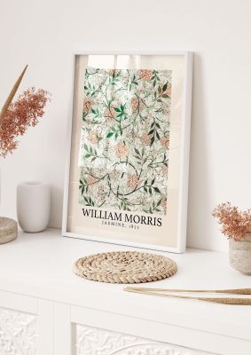 An unframed print of william morris jasmine 1872 a famous paintings illustration in green and beige accent colour