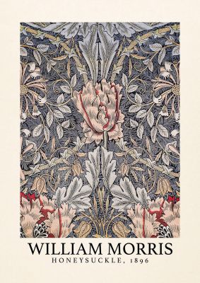 An unframed print of william morris honeysuckle 1896 a famous paintings illustration in grey and beige accent colour