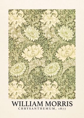 An unframed print of william morris chrysanthemum 1877 a famous paintings illustration in green and beige accent colour