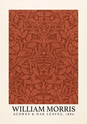 An unframed print of william morris acorns oak leaves 1880 a famous paintings illustration in brown and beige accent colour